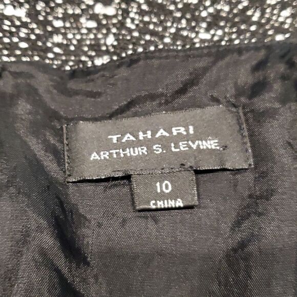 Tahari Black White Tweed Empire Waist Career Midi Dress, Sz 10 - Picture 7 of 9